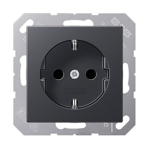 Розетка JUNG ECO PROFI, скрытый монтаж, с заземлением, антрацит