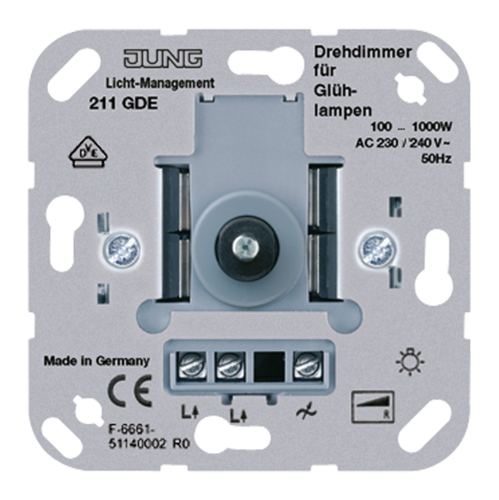 Механизм поворотно-нажимного светорегулятора-переключателя JUNG, 1000 Вт
