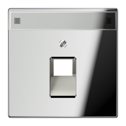 JUNG LS 990 Блестящий хром Накладка 1-ой наклонной ТЛФ/комп розетки с полем для надписи