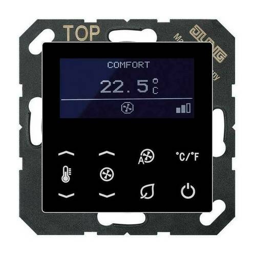 Терморегулятор Jung А-СЕРИЯ, с дисплеем, электронный, черный, TRDA523048SW