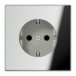 Розетка JUNG LS METAL, скрытый монтаж, с заземлением, со шторками, хром