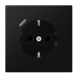 Розетка с USB Jung LS 990, скрытый монтаж, с заземлением, черный матовый, LS1520-18CSWM